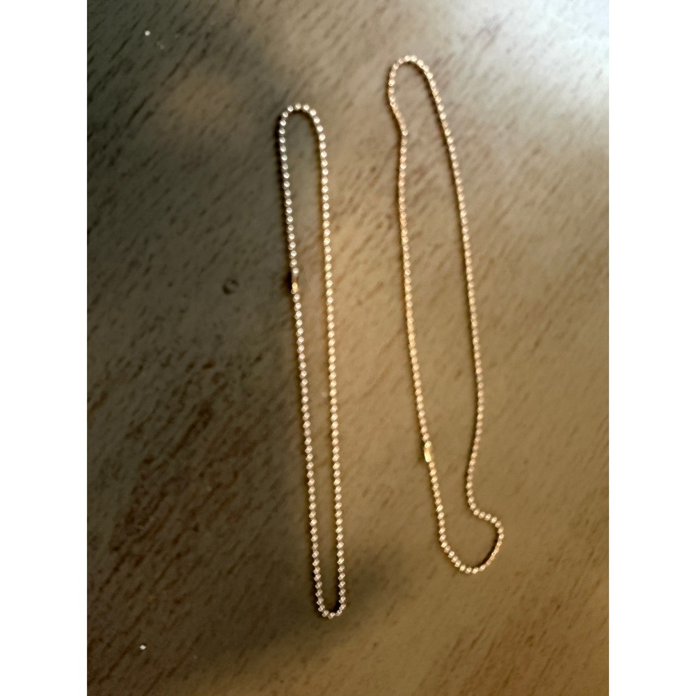 Set of 2 Silver Tone Ball Chain Necklaces 16 and 24 Inch Bead Link Jewelry